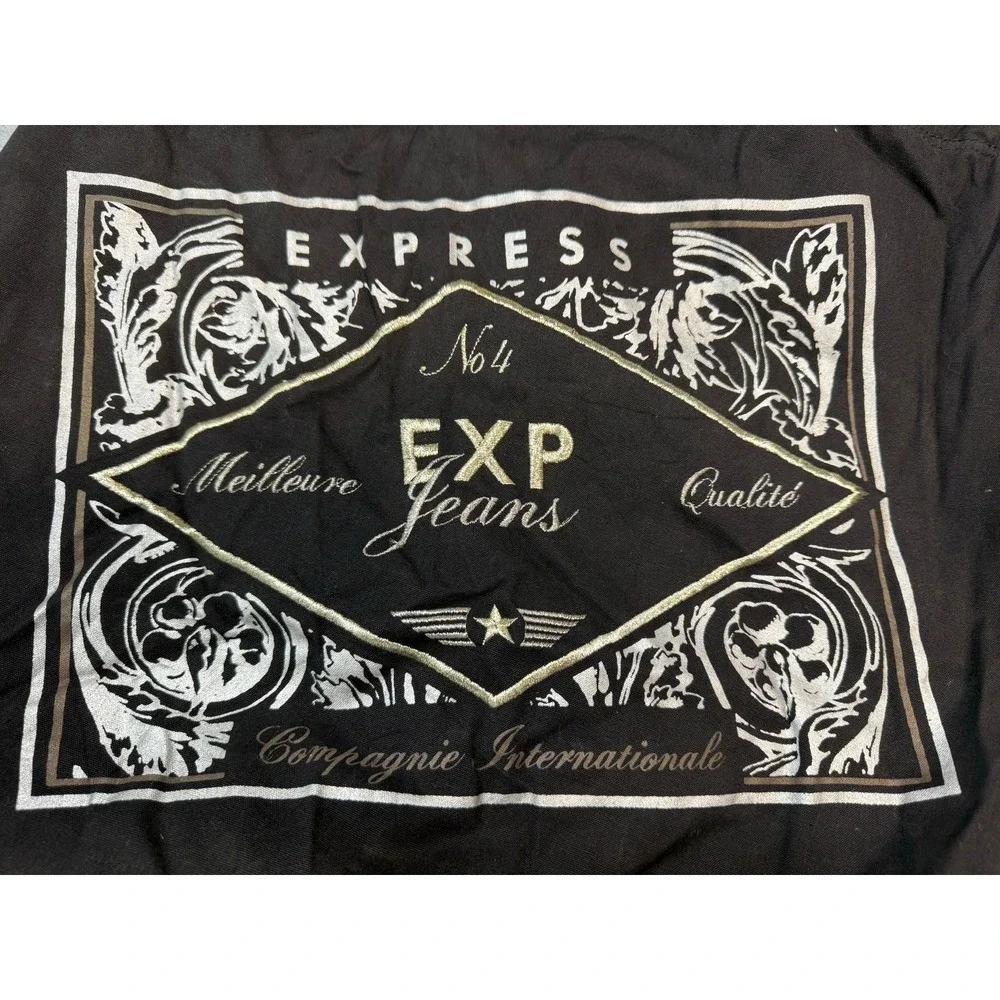 Vintage‎ Express Drawstring Duffle Bag Black Logo Cinch Sack Y2K
